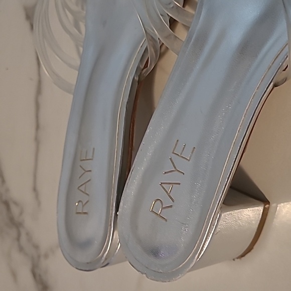 Raye Lyric Revolve Women's 9.5 Metallic Silver and Clear Strappy Heeled Sandals - Picture 5 of 11